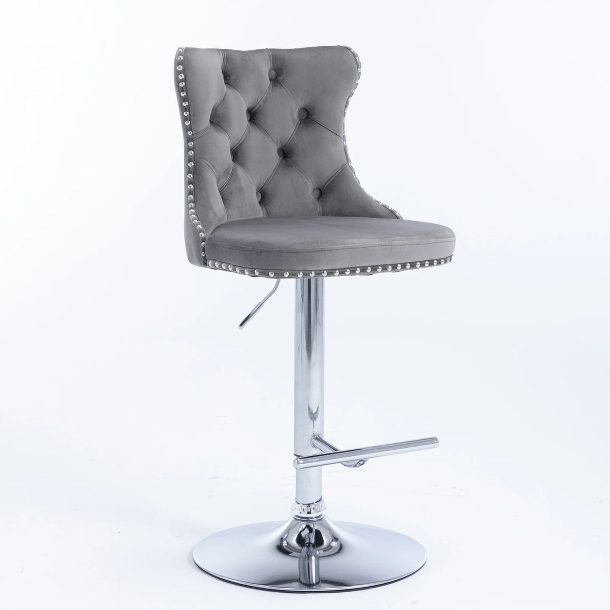 Gray Velvet Swivel Bar Stools Set of 2 with Backs G24514