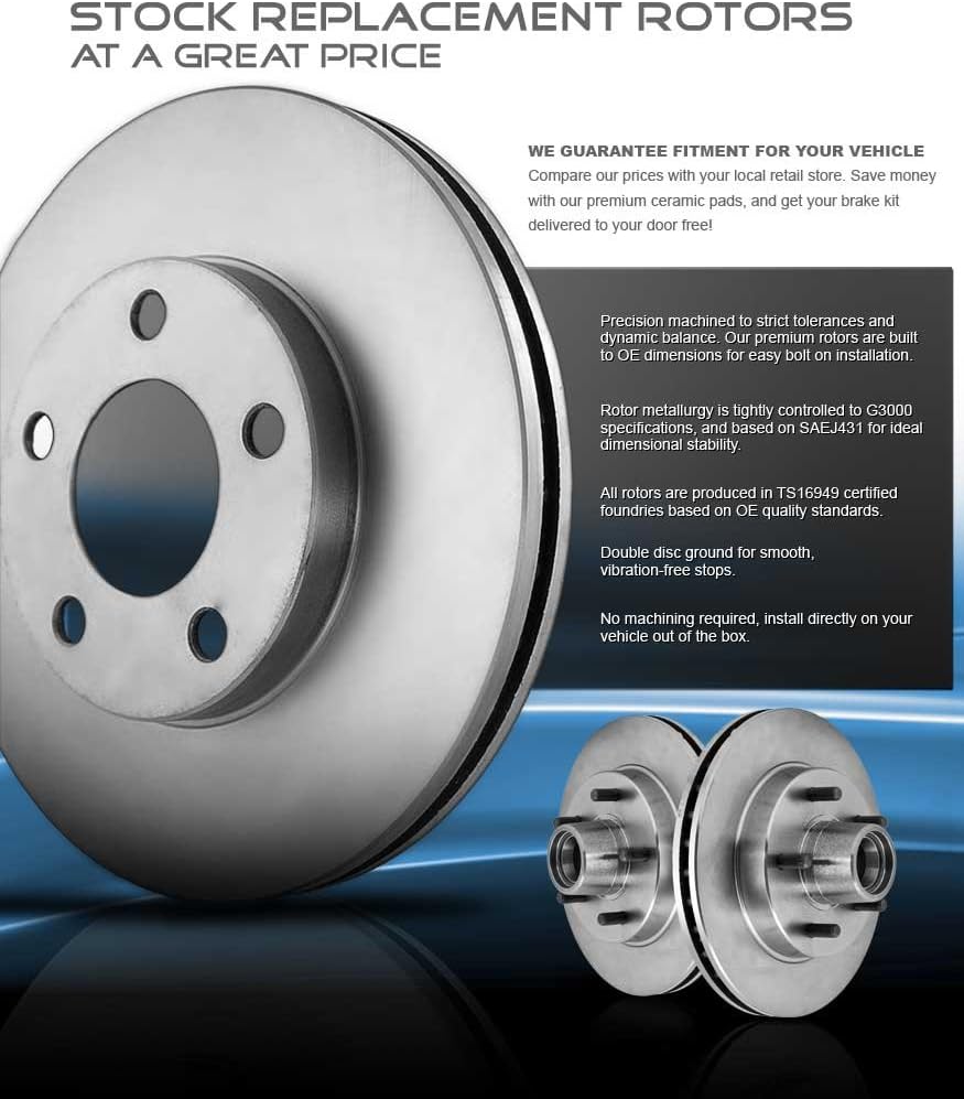 Premium OE Brake Disc Rotors + Brake Pads + Clips I381