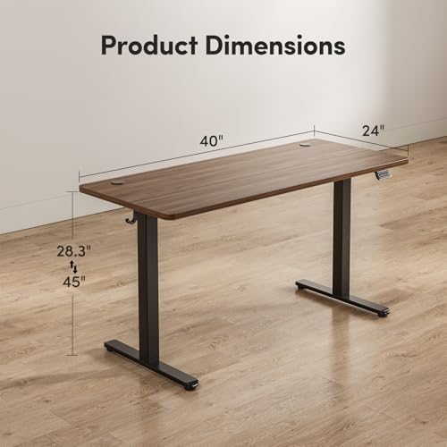 Electric Adjustable Height Standing Desk 40 x 24 Inch Black Walnut R771