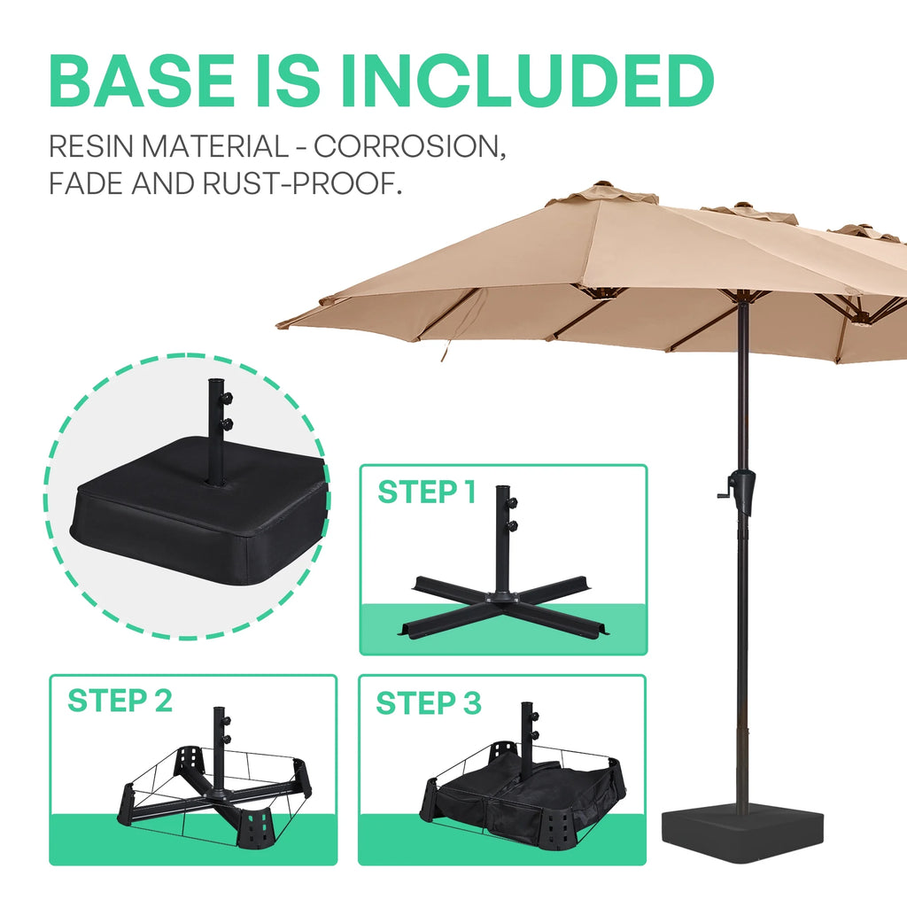 13ft Double Sided Patio Umbrella with Base S3486