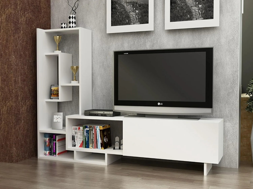 White TV Stand with Shelves for TVs Up to 55 inch H683031