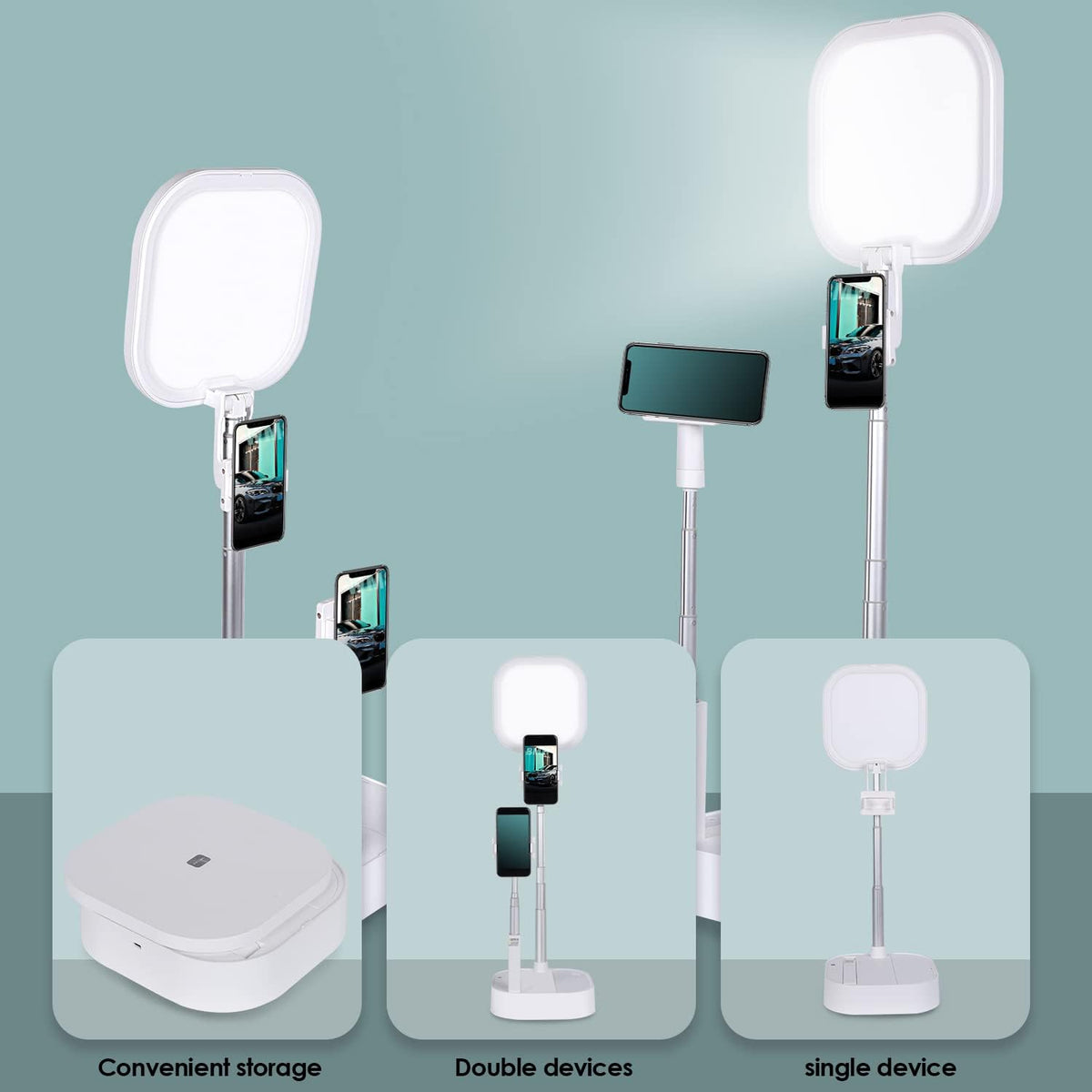 Rechargeable Wireless Foldable Phone Stand with LED Light, Pack of 2 Y89120