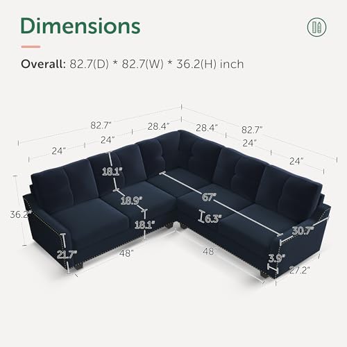 Dark Grey Convertible Sectional Sofa V916
