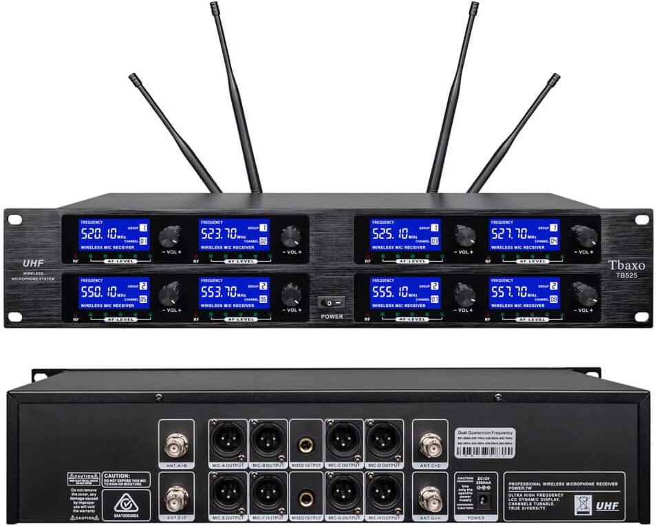 8 Channel UHF Wireless Microphone System Metal Karaoke Mic H969175