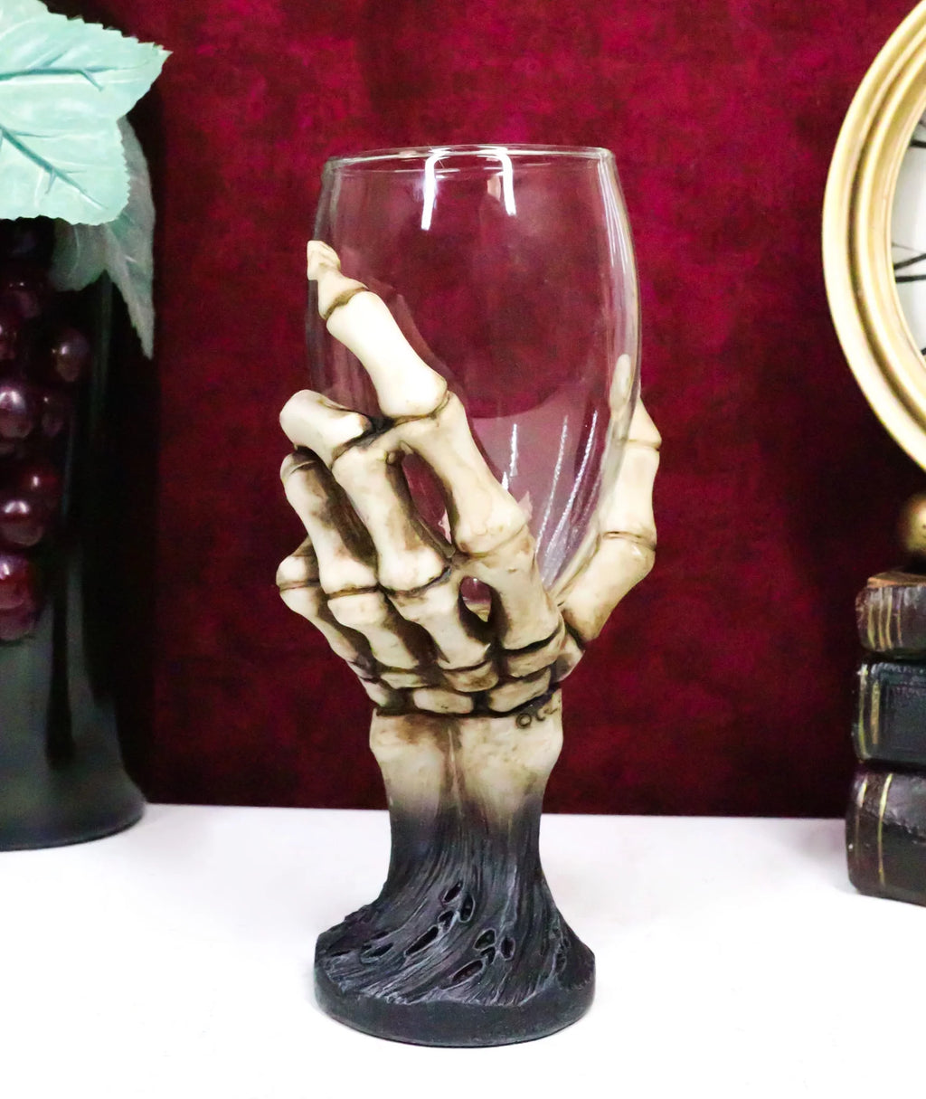 Gothic Skeleton Hand Wine Goblet Glass Chalice T5052
