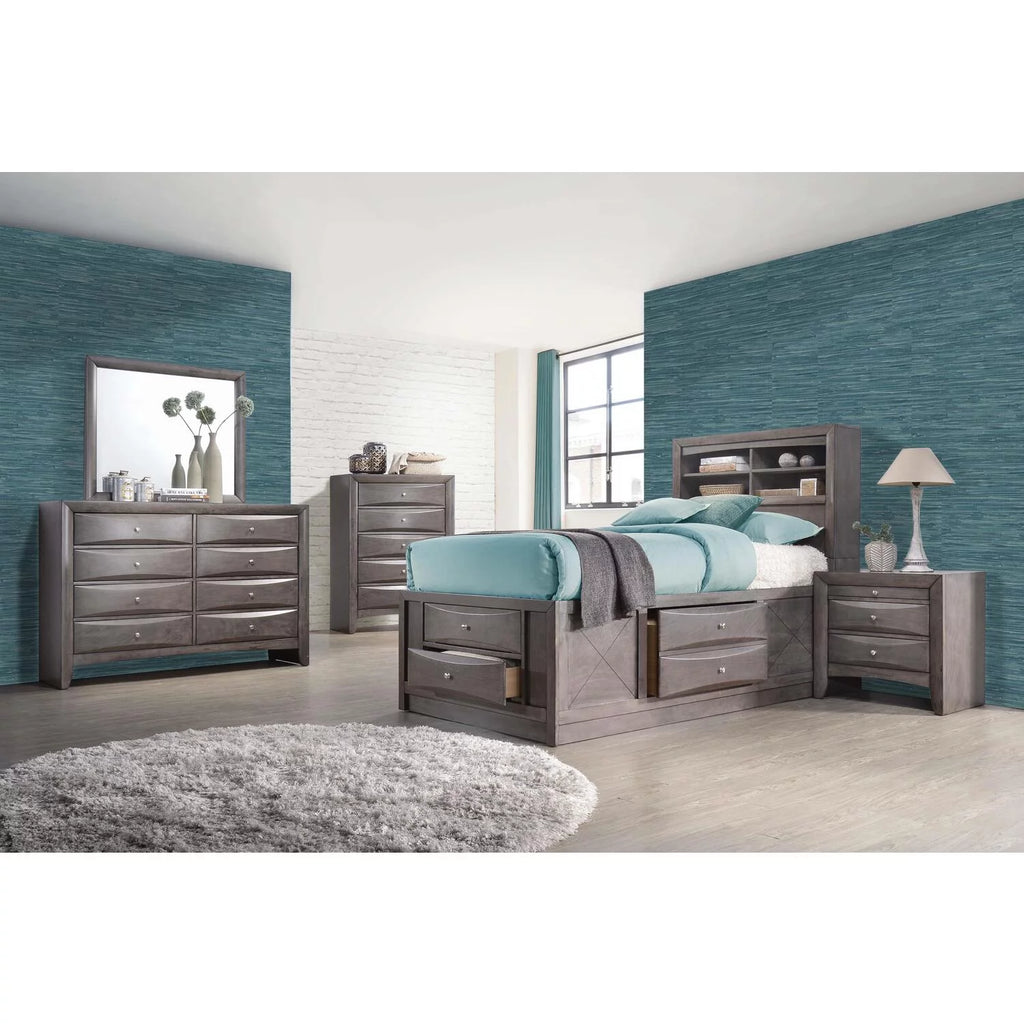 Gray Modern 5PC Twin Storage Bedroom Set B19244