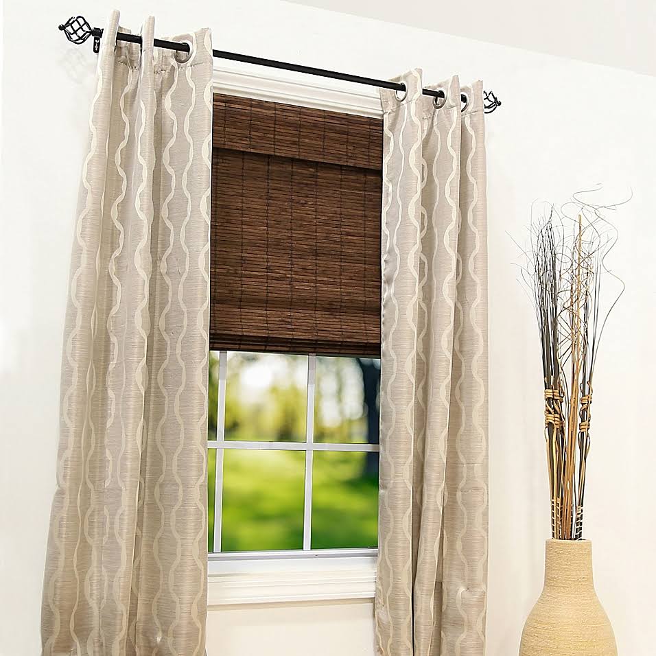 Pecan Brown Cordless Bamboo Roman Shade U8975