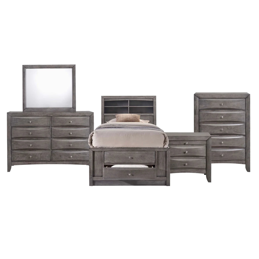 Gray Modern 5PC Twin Storage Bedroom Set B19244