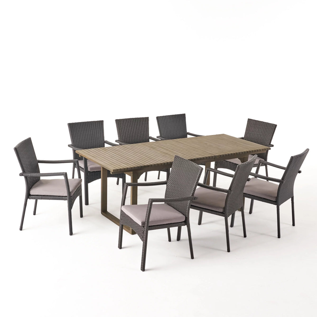 9 Piece Wooden Expandable Patio Dining Set Q391266