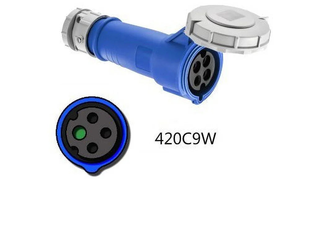 20A 250V 3 Pole 4 Wire Watertight Blue Nylon Female Pin and Sleeve Connector Z242379