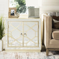 Antique Beige Nickel 2 Door Mirror Chest V96131