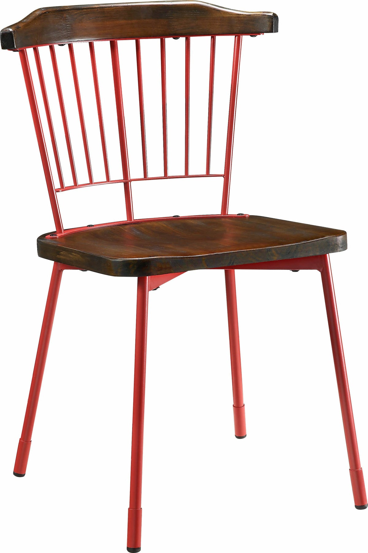 Red & Brown Oak Side Chair Set of 2 E9036