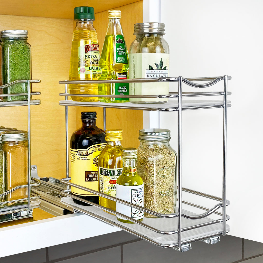 Chrome Double Pull Out Spice Rack Organizer for Cabinet O893286