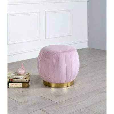Pink Carnation Velvet Round Footstool S6121