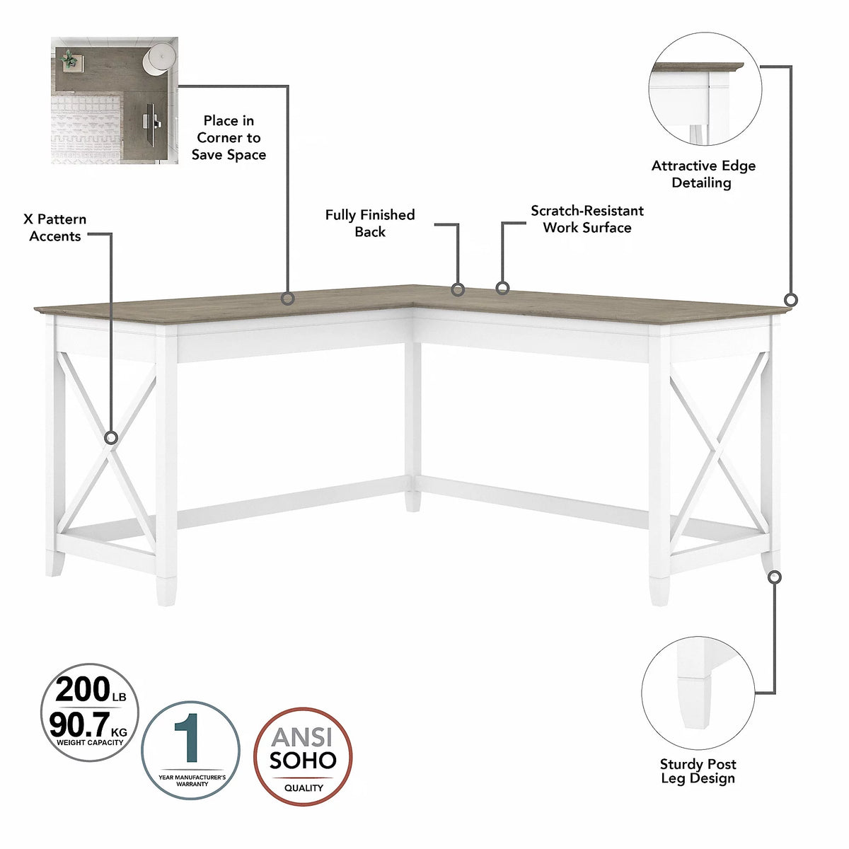60" L Shaped Desk N684