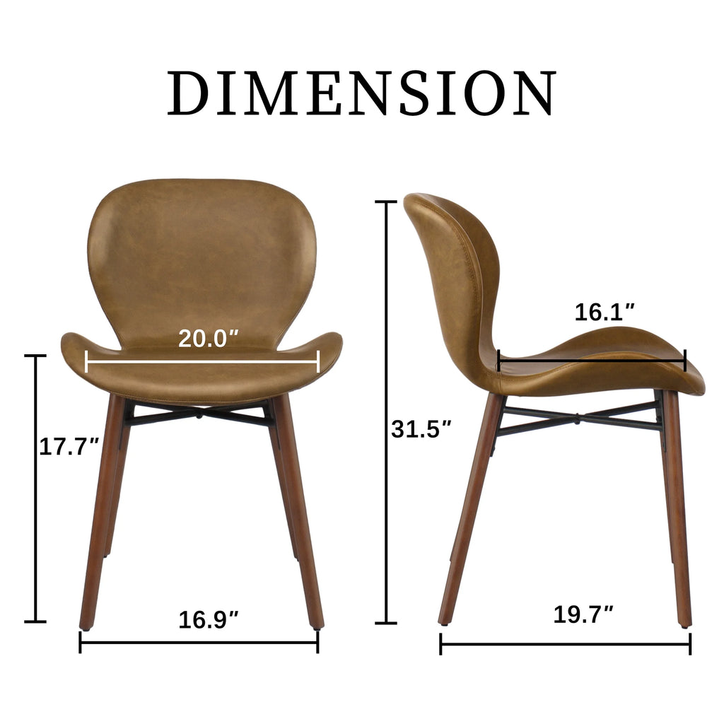 Brown Leather Dining Chairs Set of 2 S130