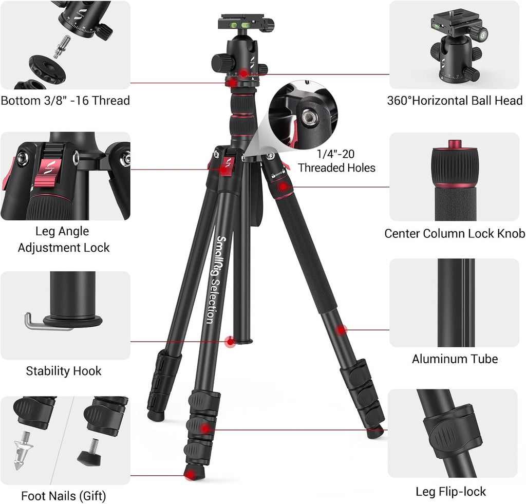 78 Aluminum Camera Tripod Monopod, Foldable, 360 Degree Ball Head, Quick Release Plate, 33lb Payload, Pack of 2 U83669