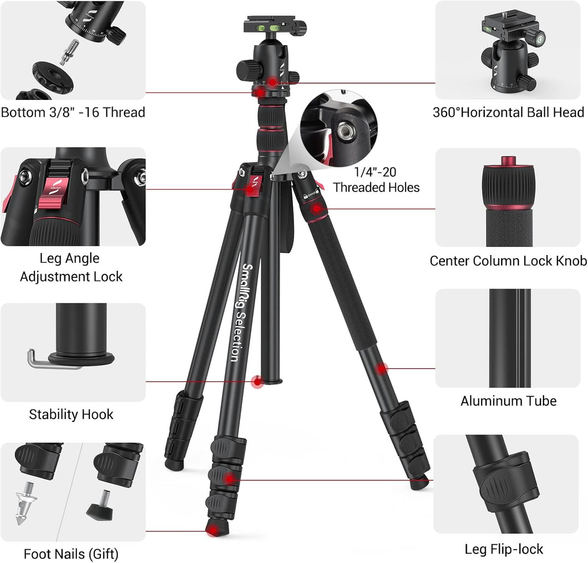 78 Aluminum Camera Tripod Monopod, Foldable, 360 Degree Ball Head, Quick Release Plate, 33lb Payload, Pack of 2 U83669