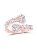 Baguette Diamond Cuff Bypass Heart Ring 5/8 Cttw B2660