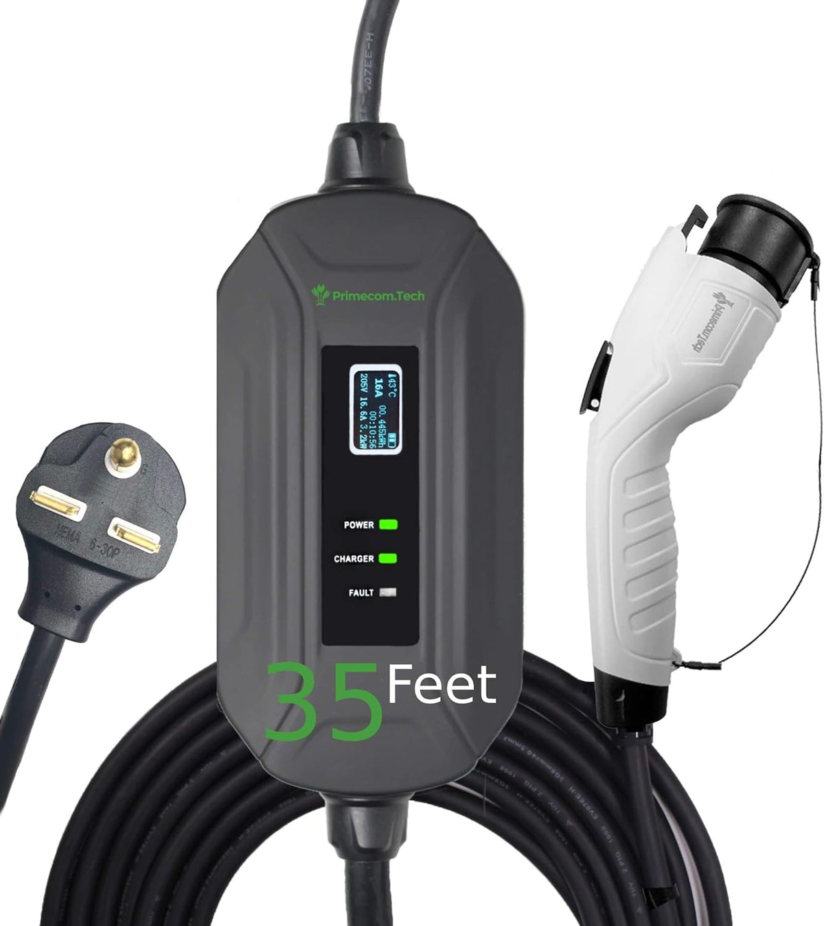 Portable Level 2 Electric Vehicle Charger, 16Amp, 35 Feet C131