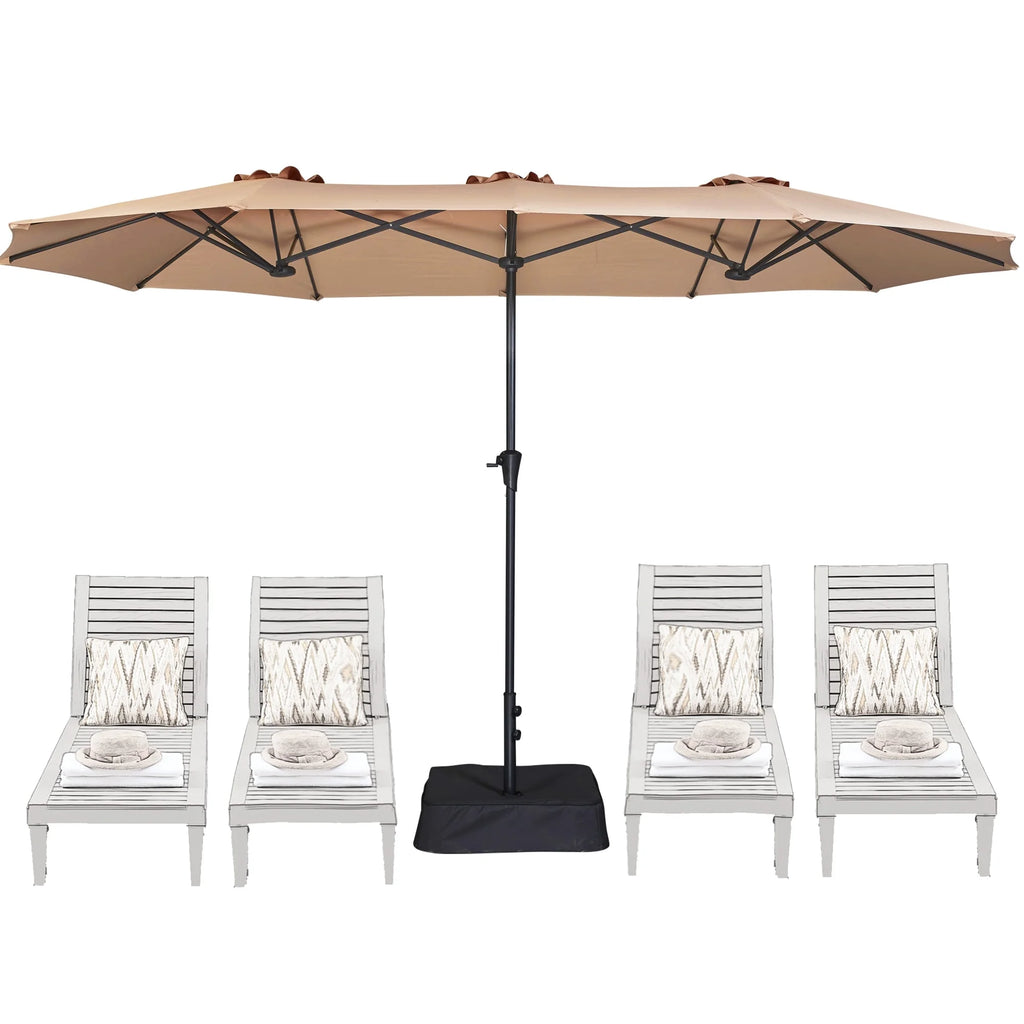 13ft Double Sided Patio Umbrella with Base S3486