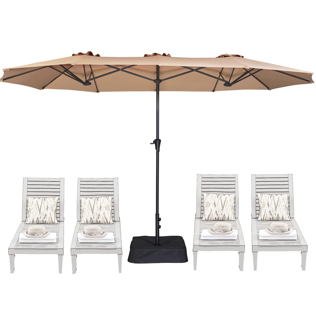 13ft Double Sided Patio Umbrella with Base S3486