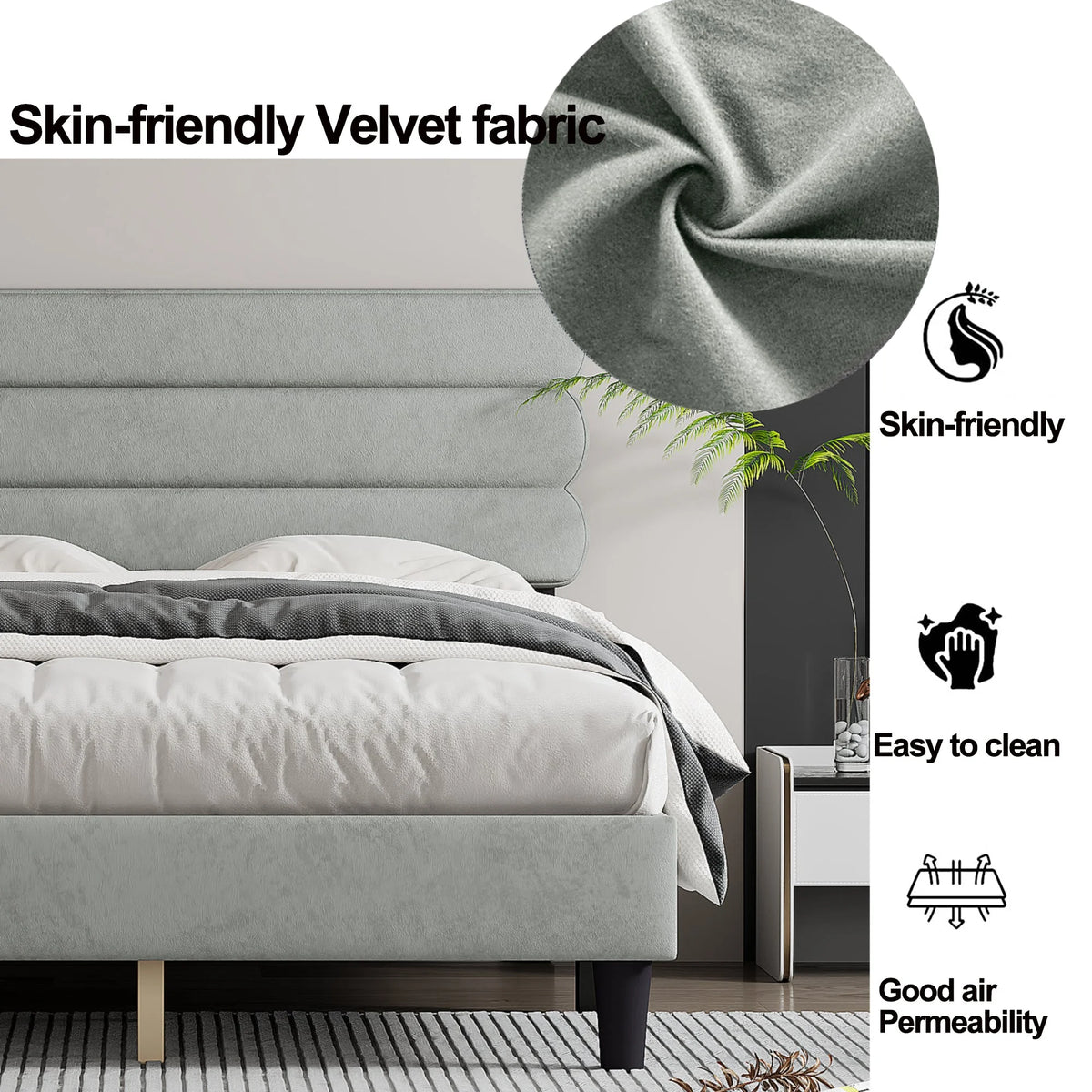 Full Size Bed Frame Light Gray M407923