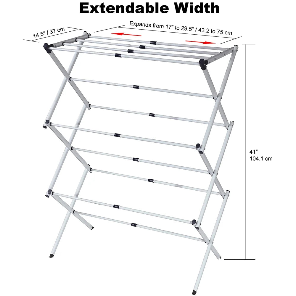 Grey Steel 3-tier Expandable Clothes Dryer B1759