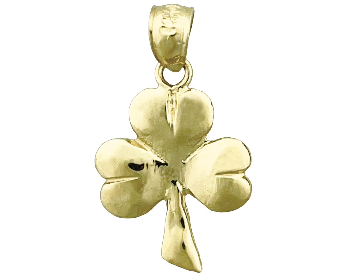 14K Gold Three Leaf Clover Charm C689