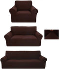3-Piece Brushed Polyester Spandex SlipCover Set for Sofa Loveseat Couch Arm Chair Z273695