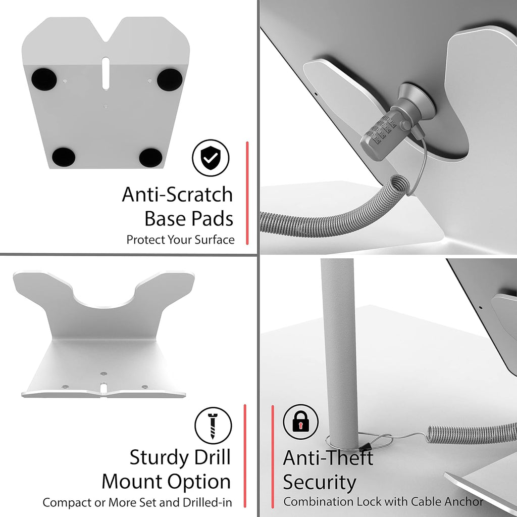 White Locking Desk Mount with Cable Lock, Pack of 2 Y8513