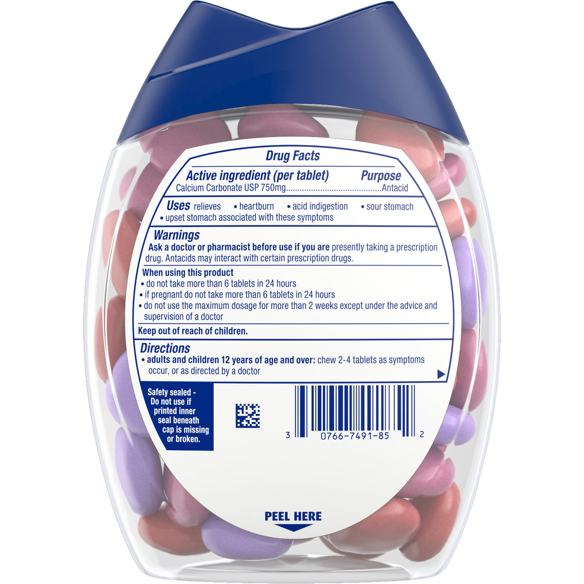 Chewy Bites Antacid Tablets, Berry, 60 Ct V37669