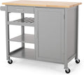 Natural Gray Kitchen Cart with Wheels J7595