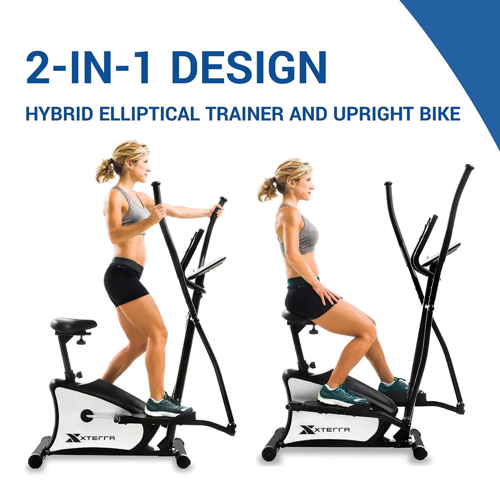 2-in-1 Hybrid Elliptical Upright Bike 13 Stride 265 lb Weight Limit V240108