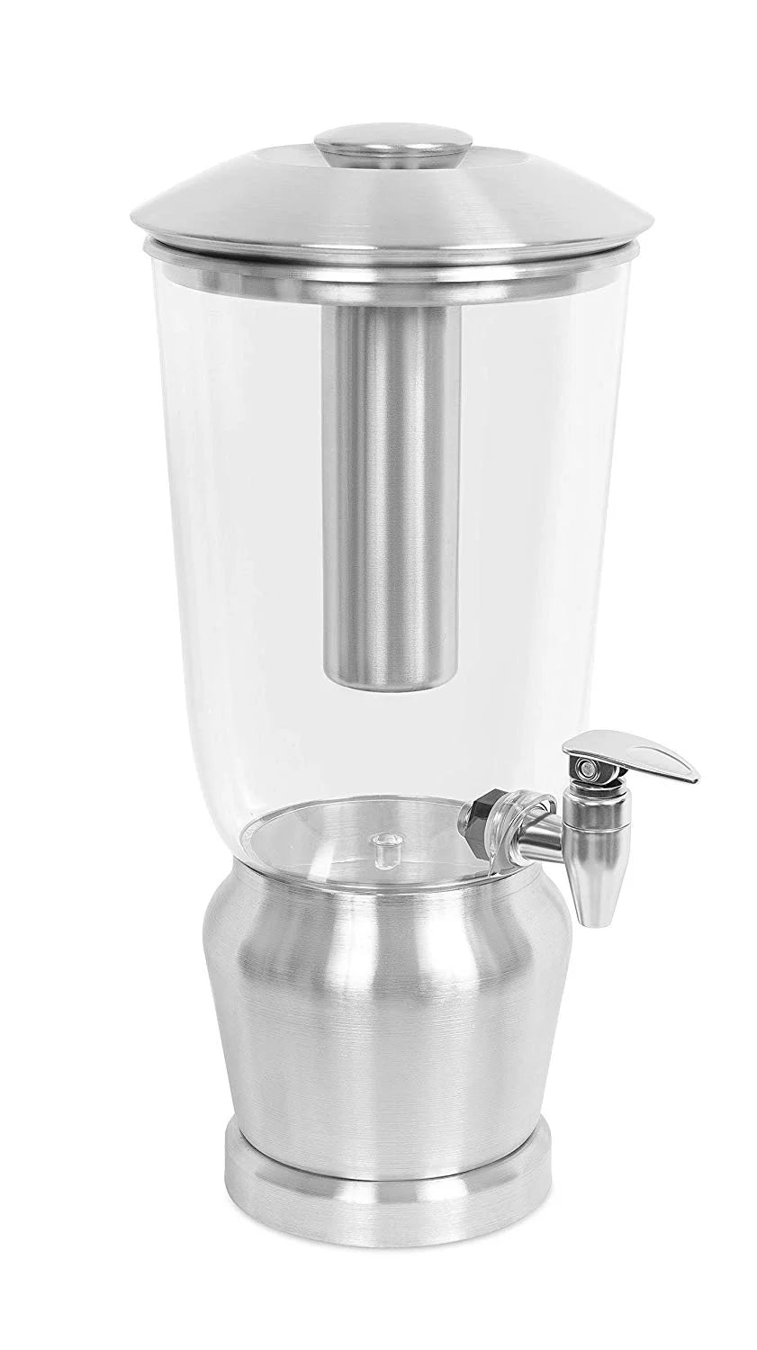 1.5 Gallon Stainless Steel Beverage Dispenser with Ice Container, Stand & Spigot Y235756