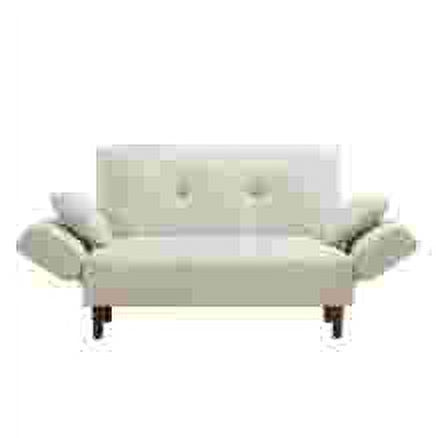 Beige Upholstered Sofa Bed with 2 Pillows P4413