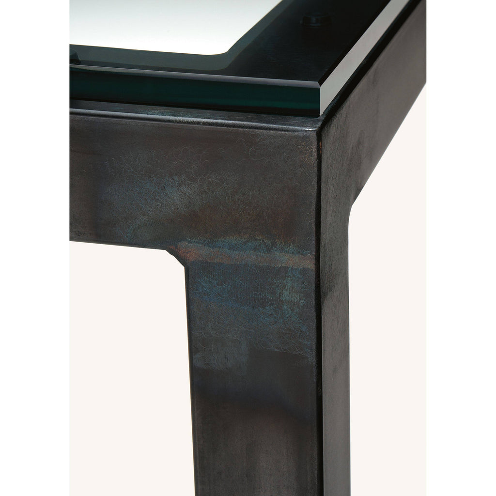 Satin Etched Tempered Glass Bar Table with White Base C6312
