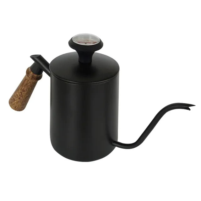 White Steel GooseNeck Coffee Kettle 600ML with Thermometer C15327