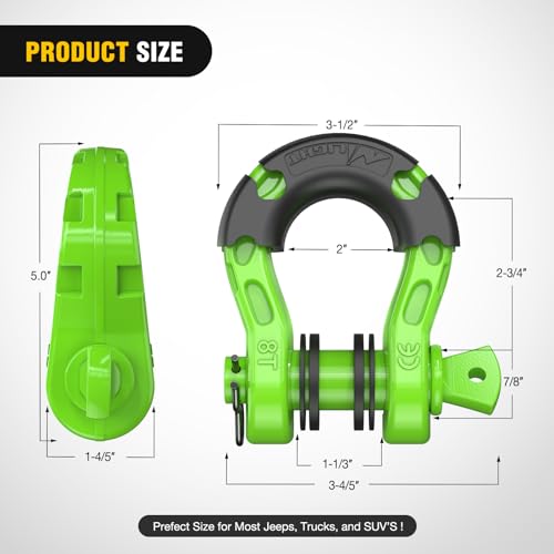 2 Pack 3/4" D-Ring Shackle 4.75 Ton Heavy Duty Off Road Recovery Shackle with Isolators & Washer Kit Red Y29935