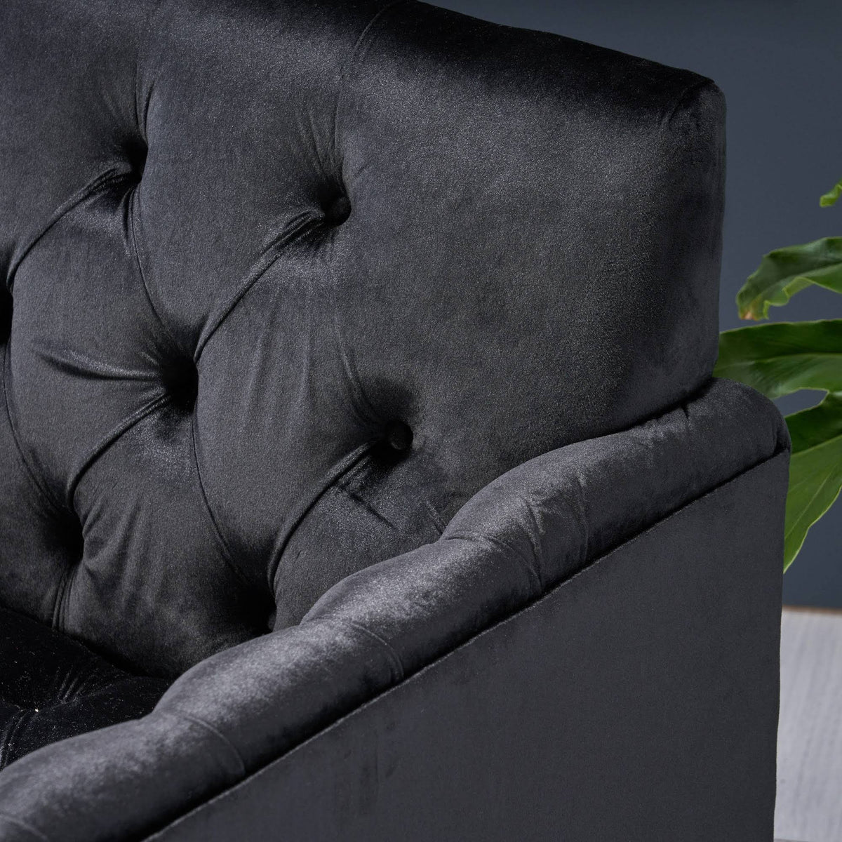 Black Velvet Arm Chair A11665