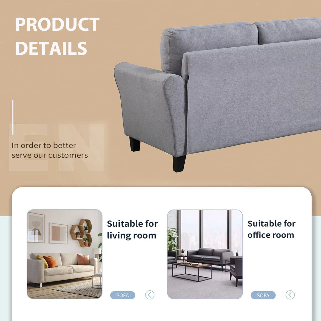 58" Gray Upholstered 2 Seater Sofa Y92845