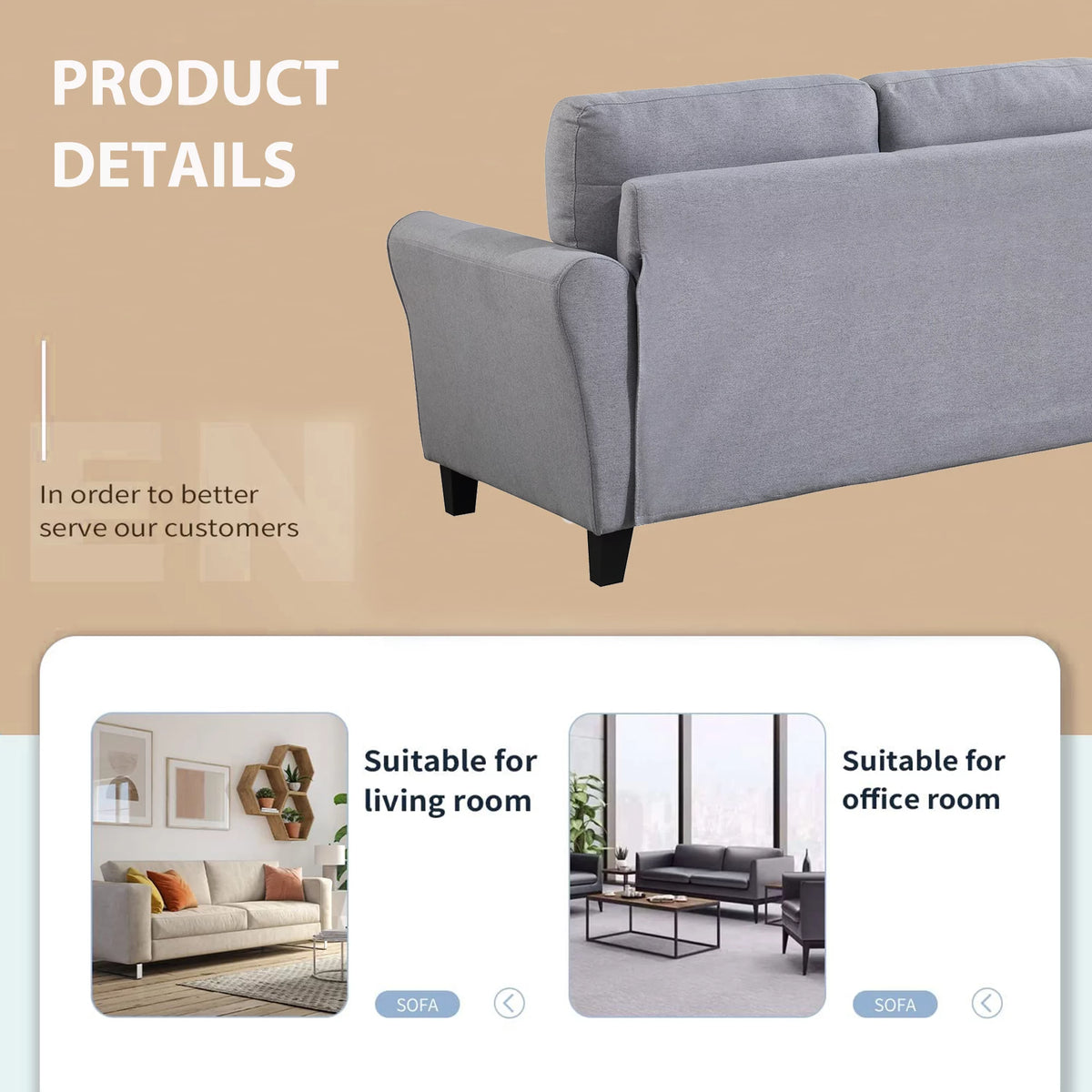 58" Gray Upholstered 2 Seater Sofa Y92845