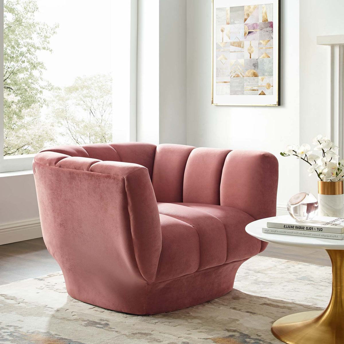 Pink Velvet Accent Side Chair P293959