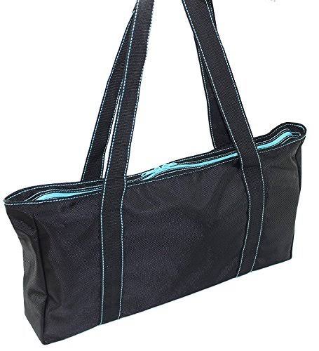 Waterproof Black Nylon Mahjong Set Bag with Blue Stitches T44780