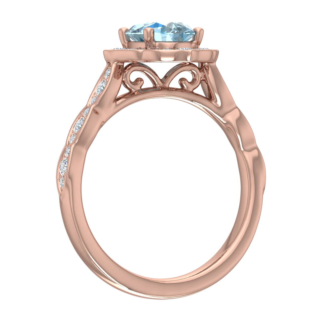 14K Rose Gold Oval Blue Topaz Engagement Ring T40867