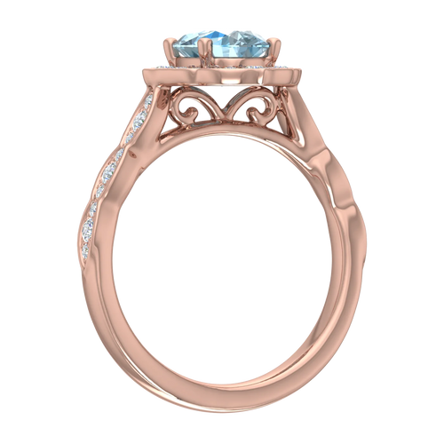 14K Rose Gold Oval Blue Topaz Engagement Ring T40867
