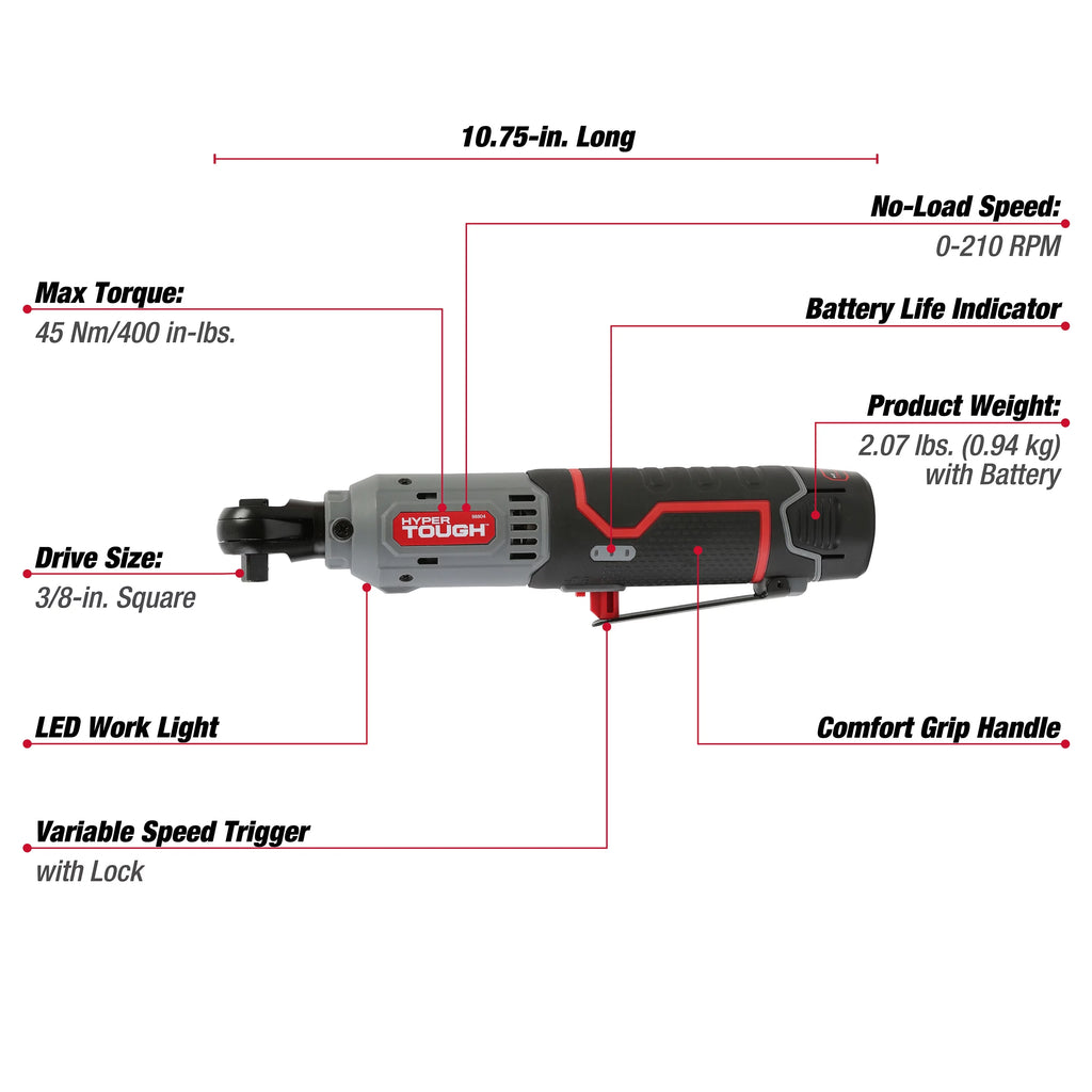 12V Max Lithium-Ion Cordless 3/8-Inch Ratchet with Battery and Charger U45570
