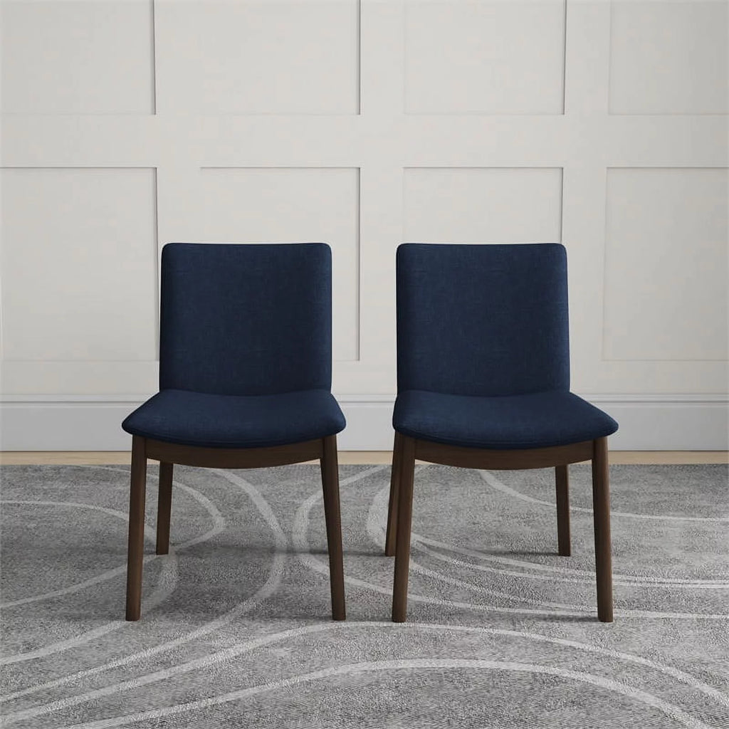 Navy Blue Fabric Dining Chair Set of 2 Y772005