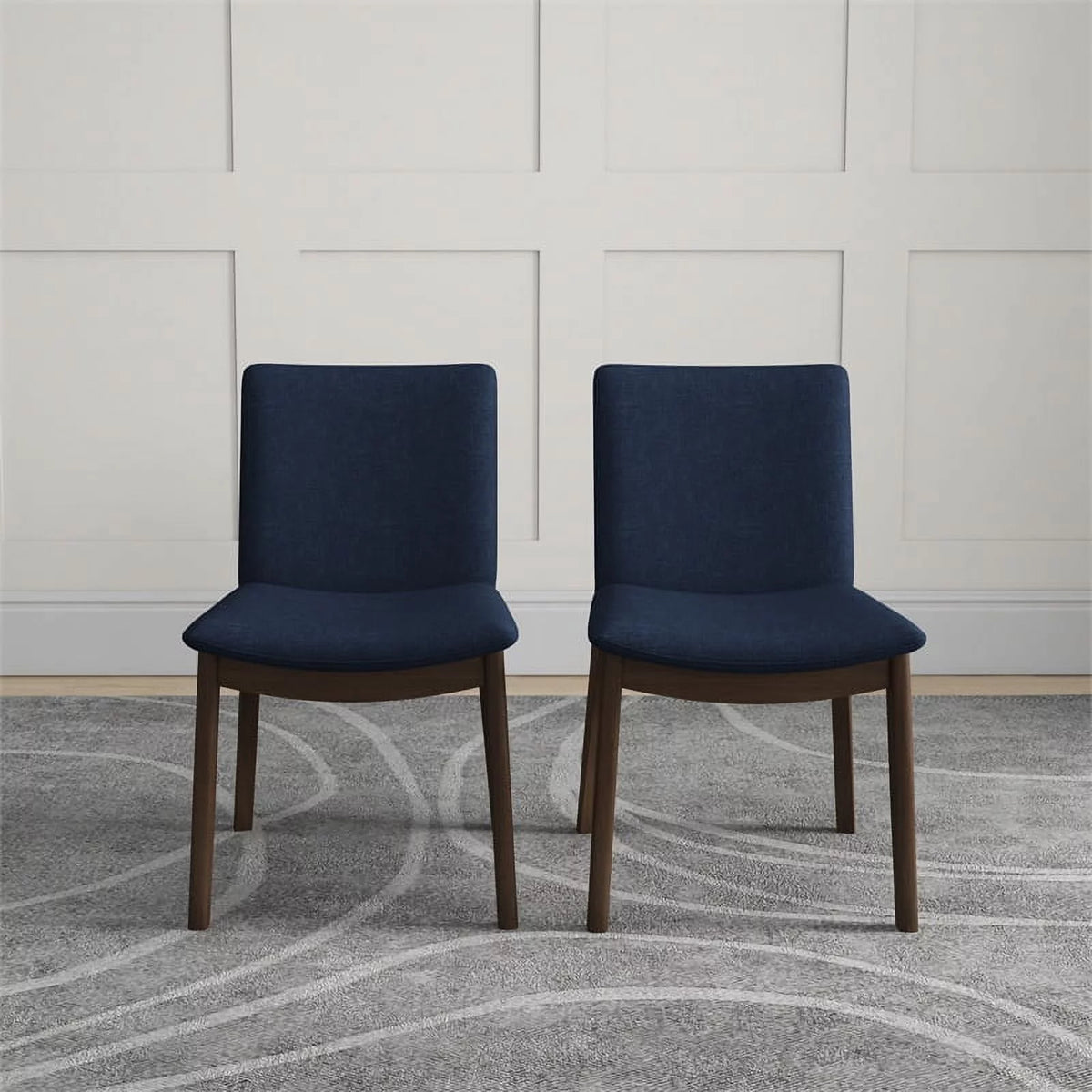 Navy Blue Fabric Dining Chair Set of 2 Y772005