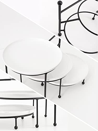 3 Tiered Serving Stand with White Porcelain Plates W426443